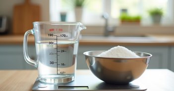 Balance de cuisine avec verre d'eau de 300 ml et bol de sucre