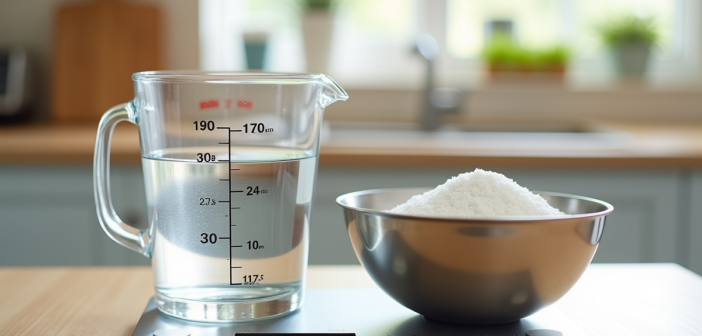 Balance de cuisine avec verre d'eau de 300 ml et bol de sucre