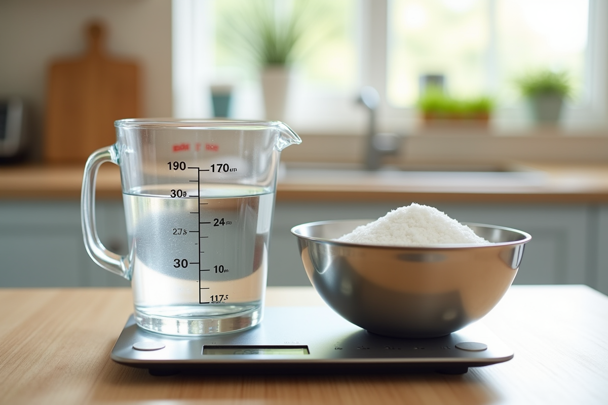 Balance de cuisine avec verre d'eau de 300 ml et bol de sucre