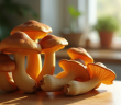 Champignons chanterelle frais sur plan de travail en bois