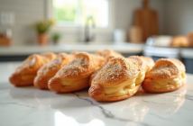 Groupe d'eclairs dorés avec craquelin sur marbre lumineux