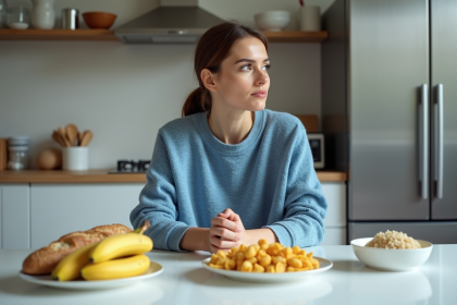 Femme hésitante devant aliments interdits pour keto