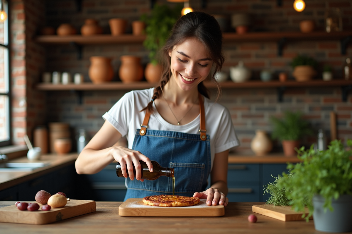 Jeune femme versant de l