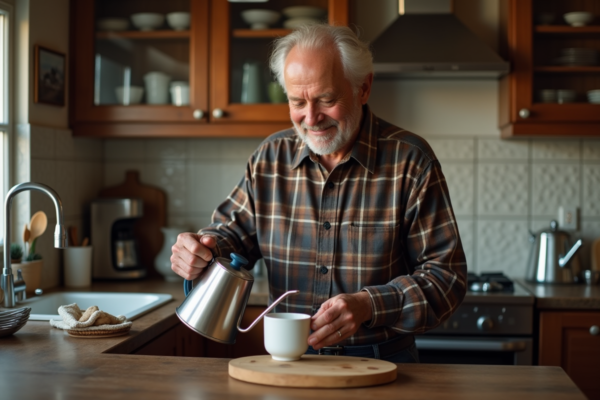 Homme âgé versant de l