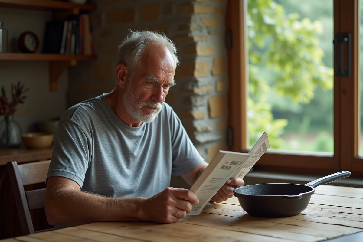 Homme lisant une brochure à côté d