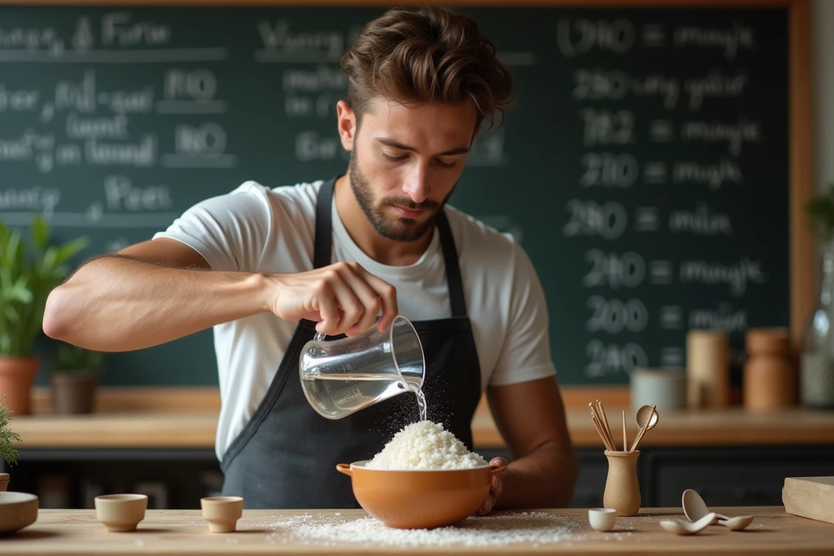 Jeune homme versant de l