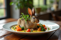 Lapin gourmet à la moutarde avec légumes frais