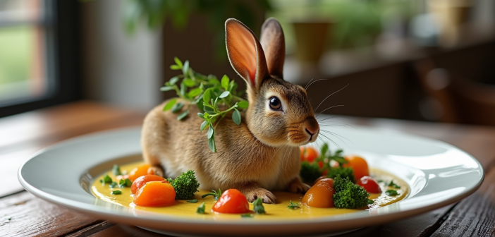 Lapin gourmet à la moutarde avec légumes frais