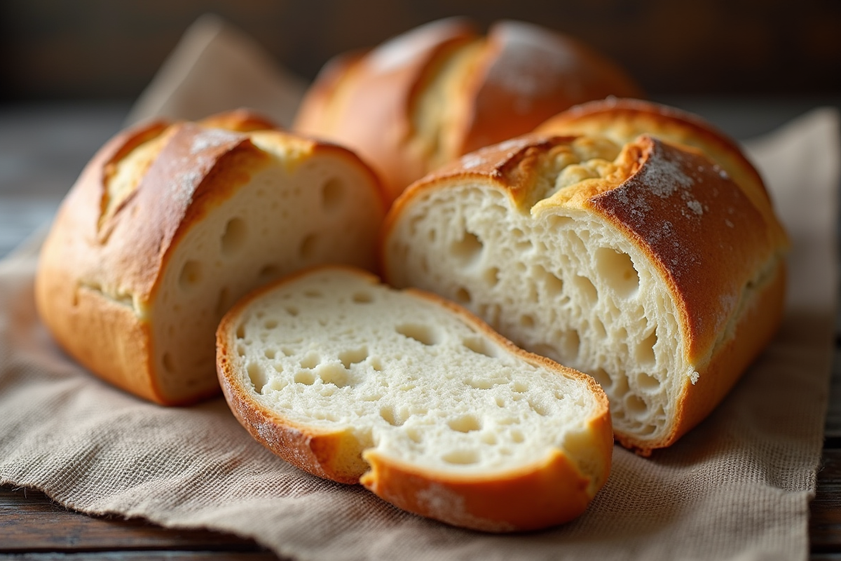 Tranche de pain artisanal avec mie aérée et croûte croustillante