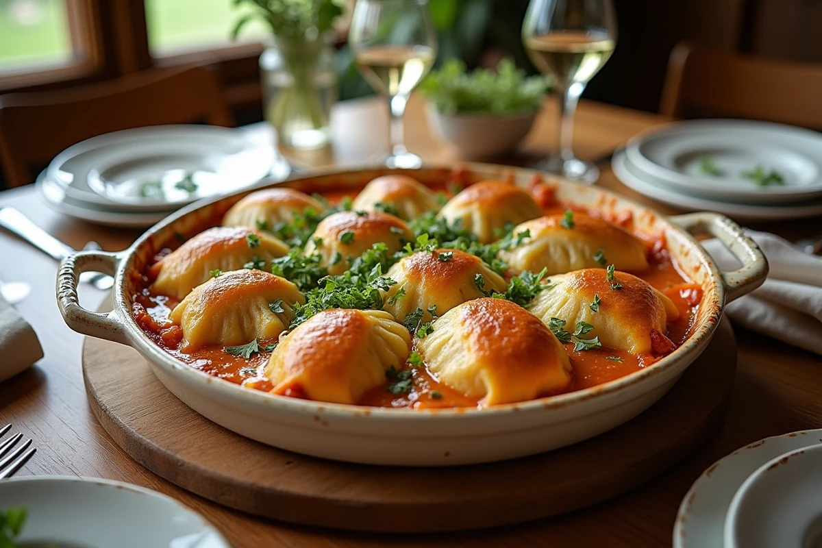 Plat de choux farcis servi lors d’un repas en famille