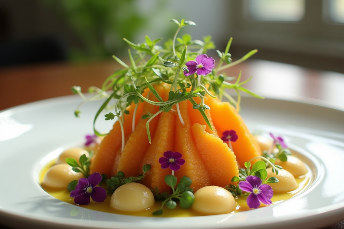 Assiette élégante avec gattilier et microgreens