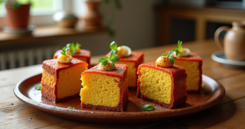 Plateau rustique avec tranches de gateaux au chorizo appétissants