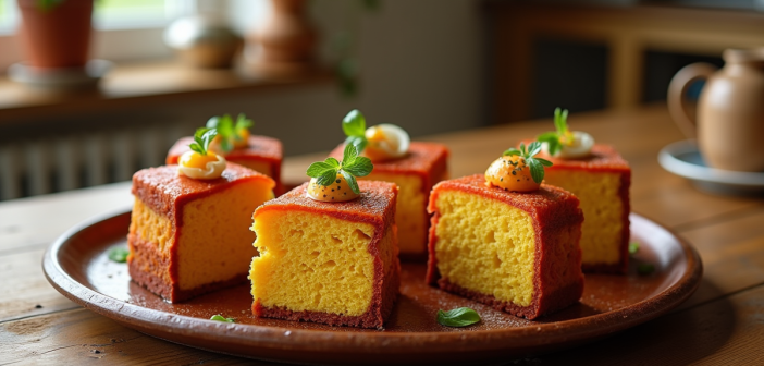 Plateau rustique avec tranches de gateaux au chorizo appétissants