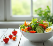 Salade fraîche avec légumes colorés et œufs durs pour une alimentation saine