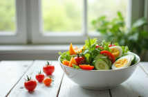 Salade fraîche avec légumes colorés et œufs durs pour une alimentation saine